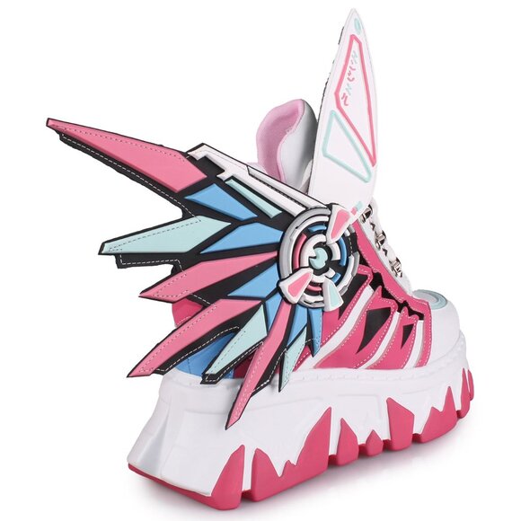 ANTHONY WANG - CYBER ANGEL Mech Pink Platform Sneakers - Picture 7 of 12